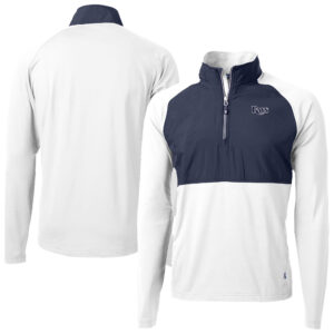 Men's Cutter & Buck White Tampa Bay Rays Adapt Eco Hybrid Raglan DryTec Quarter-Zip Jacket