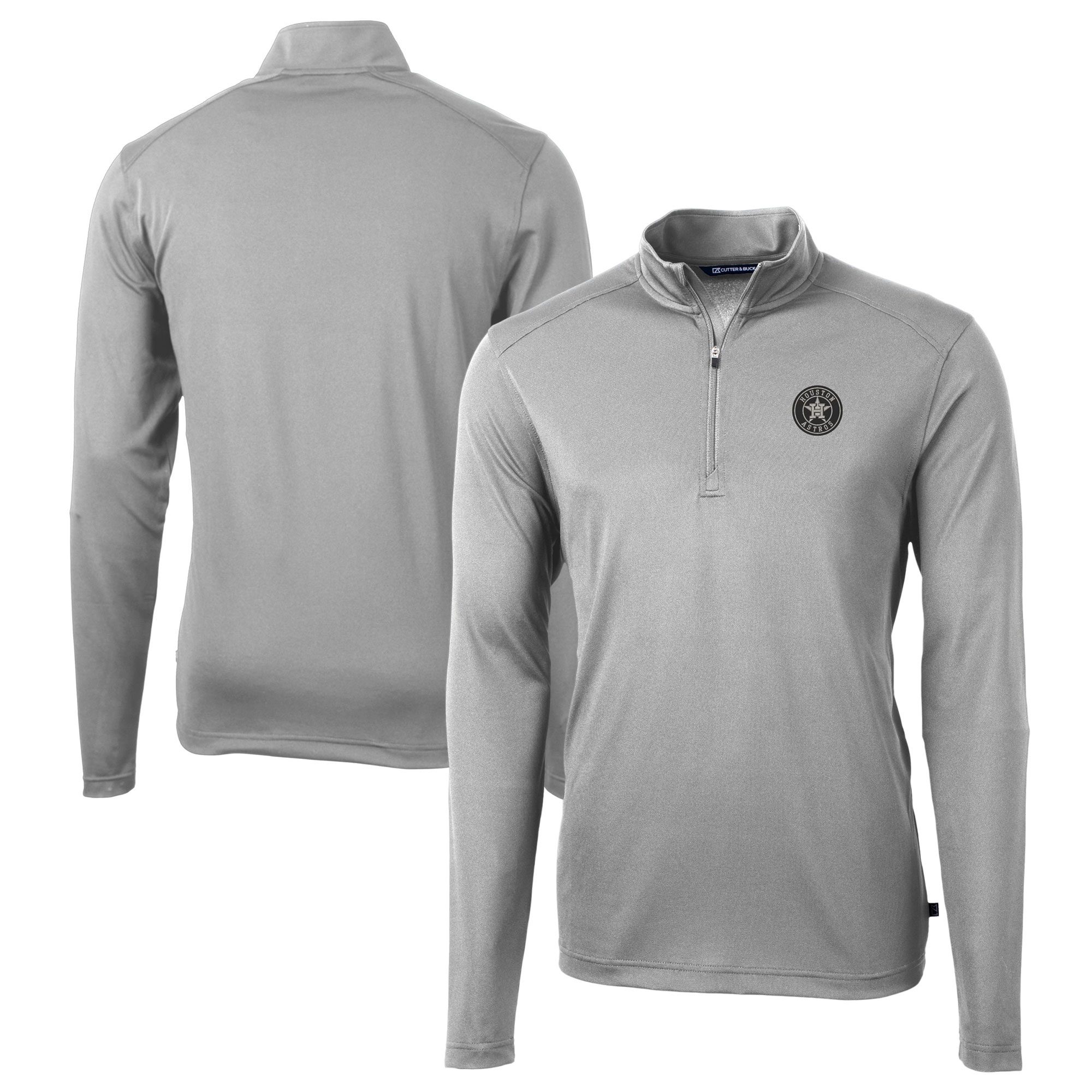 Men's Cutter & Buck Gray Houston Astros Big & Tall Virtue Eco Pique DryTec Quarter-Zip Jacket