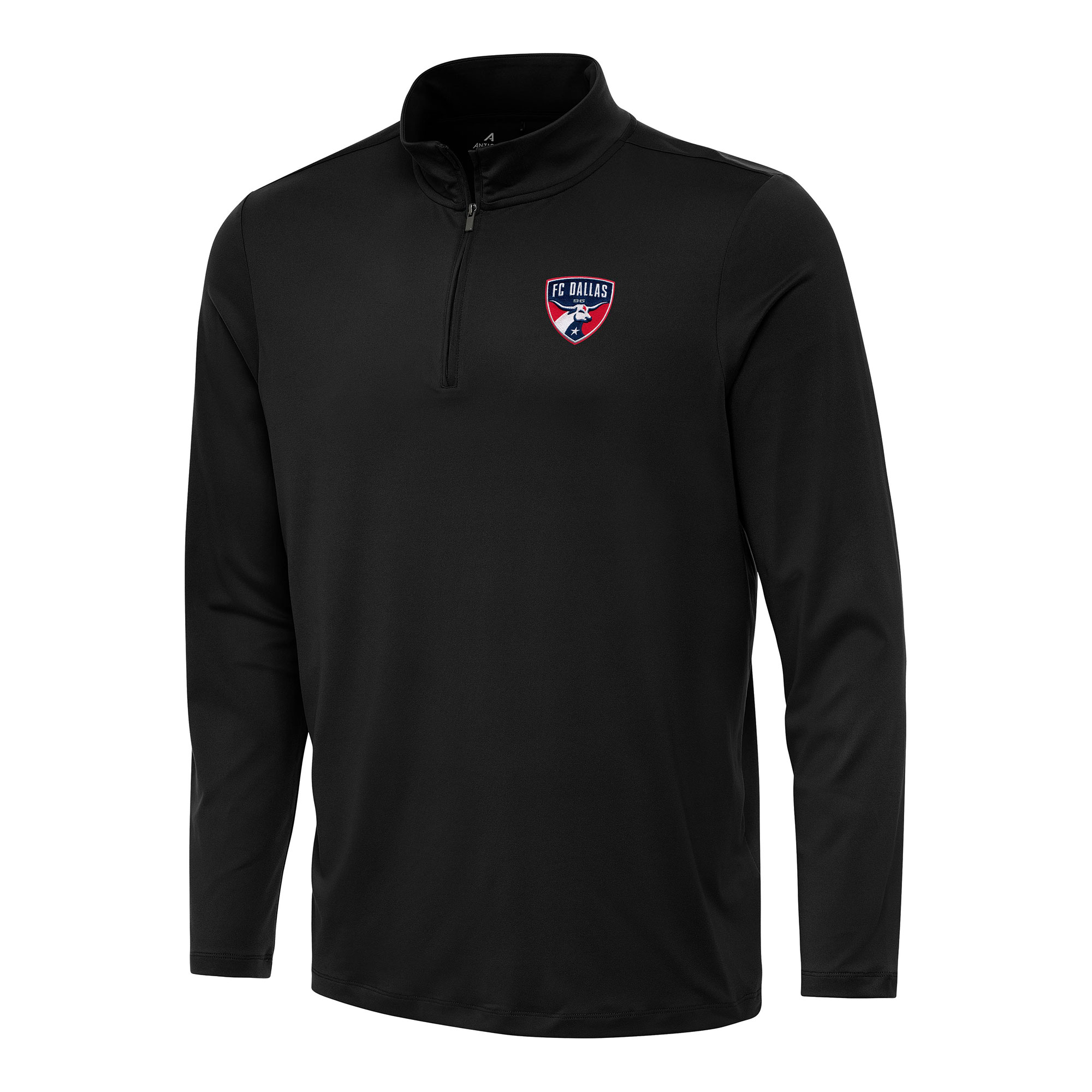 Men's Antigua Black FC Dallas Reprocess Quarter-Zip Jacket