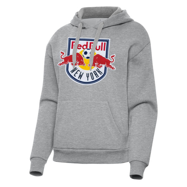 Women's Antigua Heather Gray New York Red Bulls Victory Pullover Hoodie