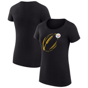 Women's G-III 4Her by Carl Banks Black Pittsburgh Steelers Subtle Football Fitted T-Shirt