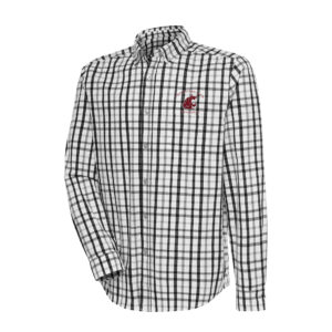 Men's Antigua  Black/Gray Washington State Cougars Tending Tri-Blend Button-Down Long Sleeve Shirt