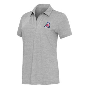 Women's  Antigua Heather Gray Arizona Wildcats Layout V-Neck Polo