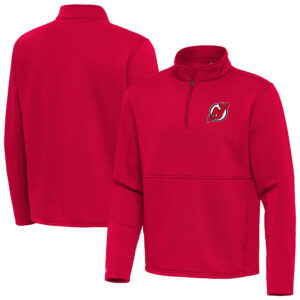 Men's Antigua Red New Jersey Devils Twist Quarter-Zip Pullover Jacket