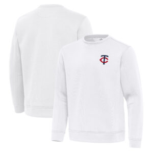 Men's Antigua White Minnesota Twins Relevant Lightweight Pullover Sweatshirt