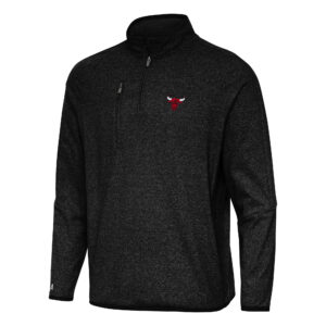 Men's Antigua Heather Black Chicago Bulls Certain Quarter-Zip Tri-Blend Sweatshirt