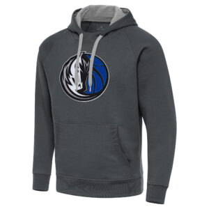Men's Antigua Charcoal Dallas Mavericks Big & Tall Victory Raglan Pullover Hoodie