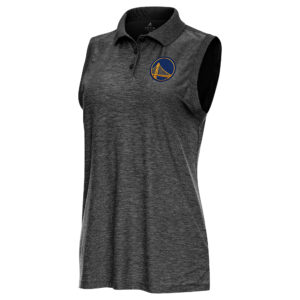 Women's Antigua  Heather Black Golden State Warriors Recap Sleeveless Polo