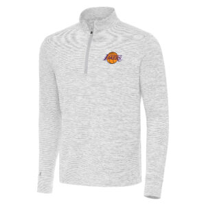 Men's Antigua Gray Los Angeles Lakers Cause Quarter-Zip Top