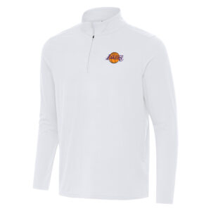 Men's Antigua White Los Angeles Lakers Intent Quarter-Zip Top