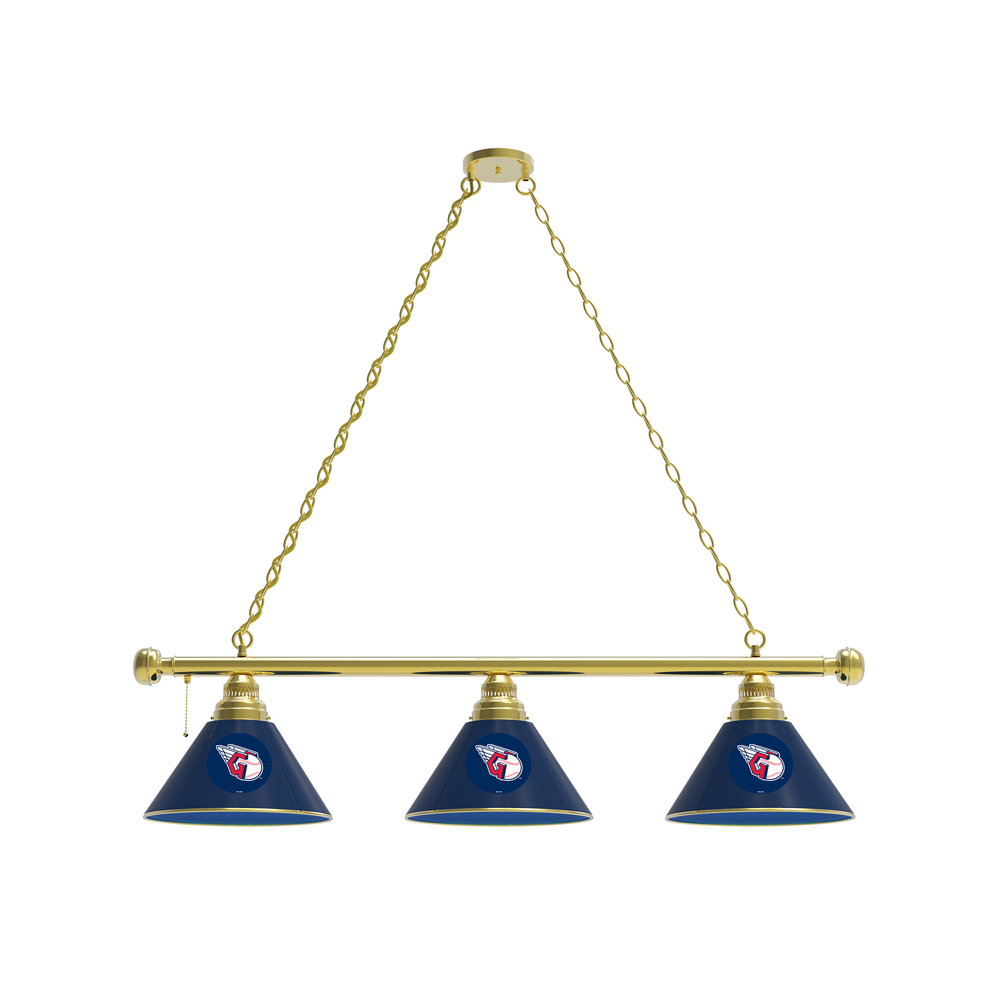 Cleveland Guardians 3-Shade Billiard Light with Brass Fixture