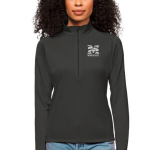 Women's Antigua  Gray Morehouse Maroon Tigers Tribute Quarter-Zip Pullover Top