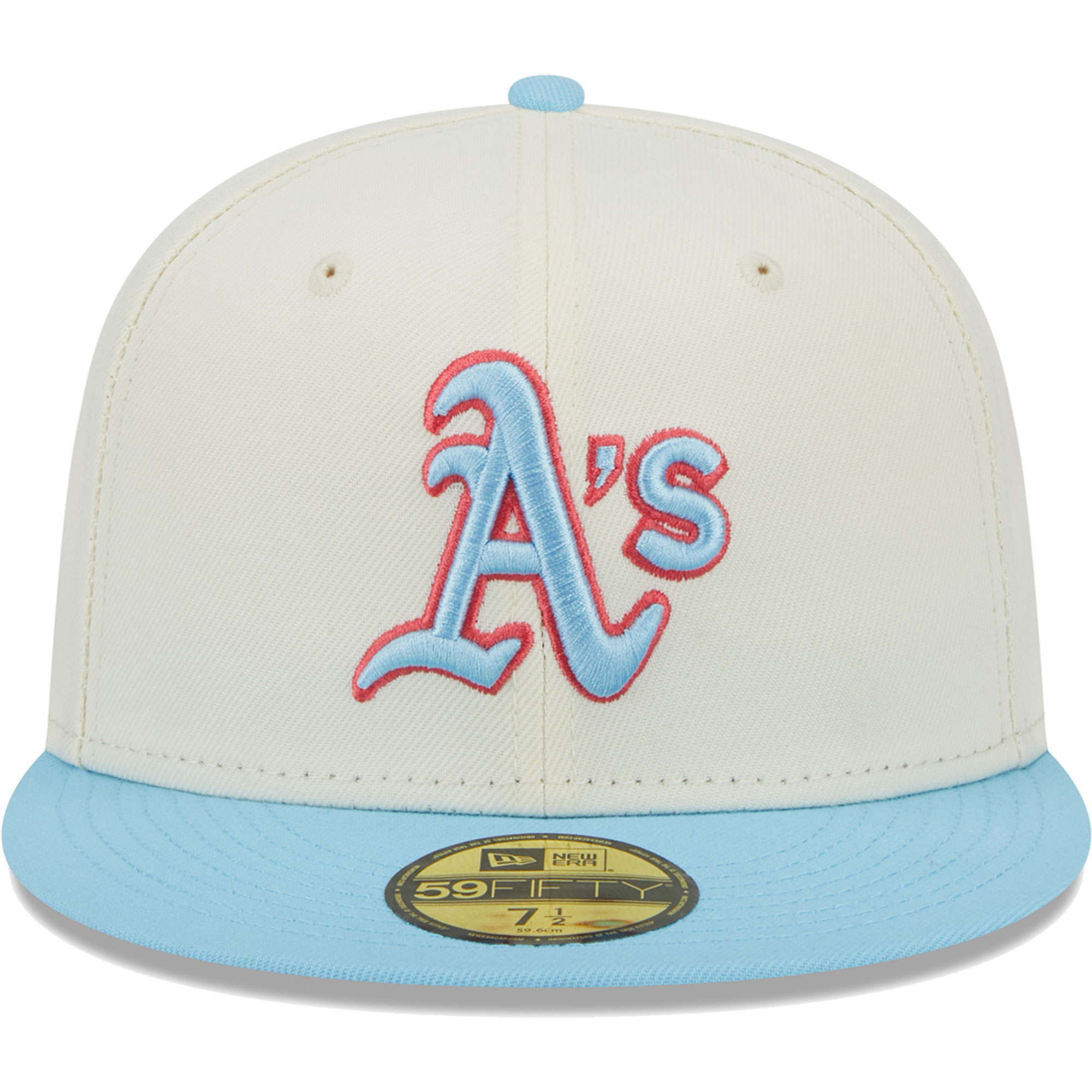 Men's New Era Cream/Light Blue Oakland Athletics Spring Color Two-Tone 59FIFTY Fitted Hat - Image 3