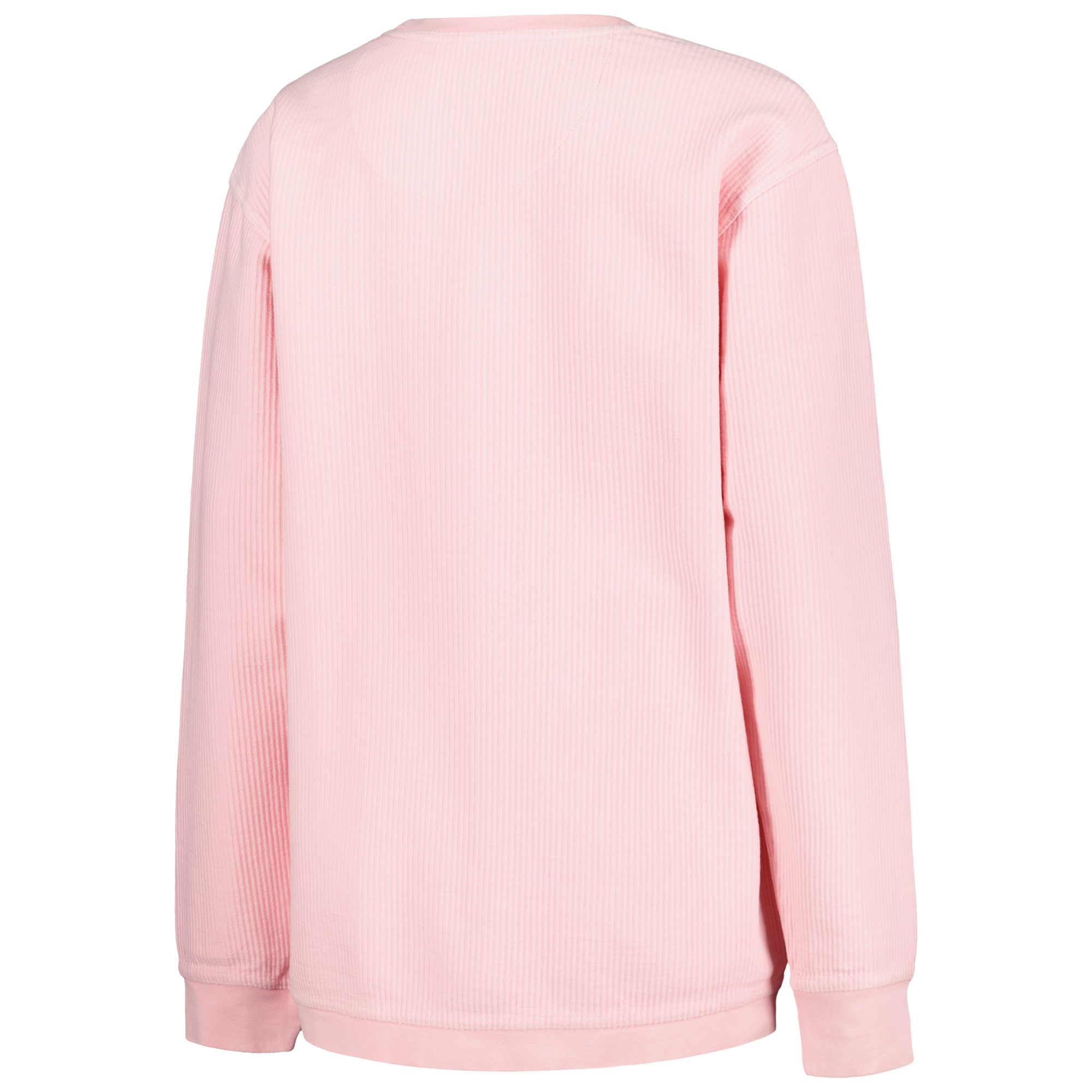 Women's Pressbox Pink Indiana Hoosiers Comfy Cord Bar Print Pullover Sweatshirt - Image 7