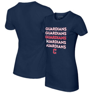 Women's Tiny Turnip Navy Cleveland Guardians Stacked T-Shirt