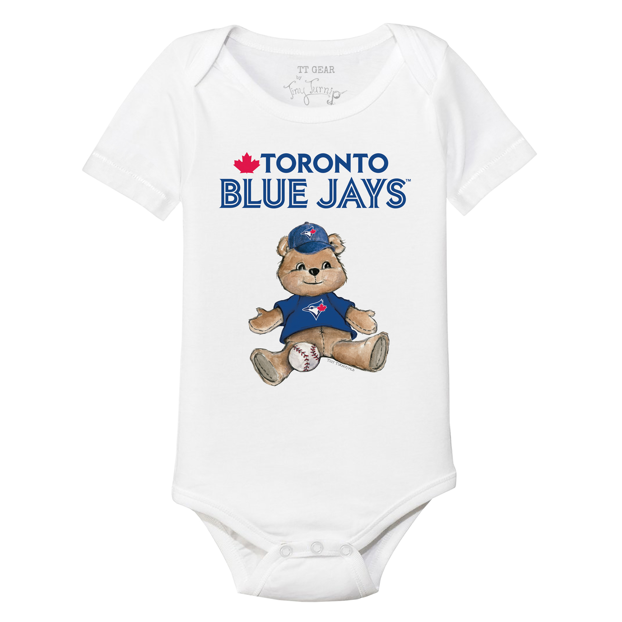 Infant Tiny Turnip White Toronto Blue Jays Teddy Boy Bodysuit - Image 3