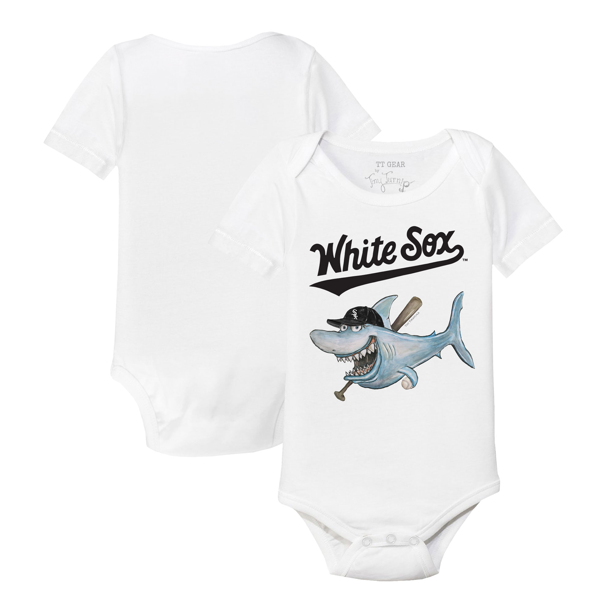 Infant Tiny Turnip White Chicago White Sox Shark Bodysuit - Image 2