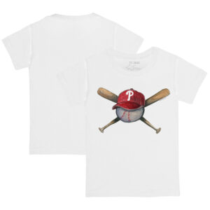 Toddler Tiny Turnip  White Philadelphia Phillies Hat Cross Bats T-Shirt