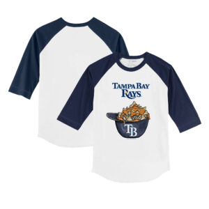 Youth Tiny Turnip White/Navy Tampa Bay Rays Nacho Helmet 3/4-Sleeve Raglan T-Shirt