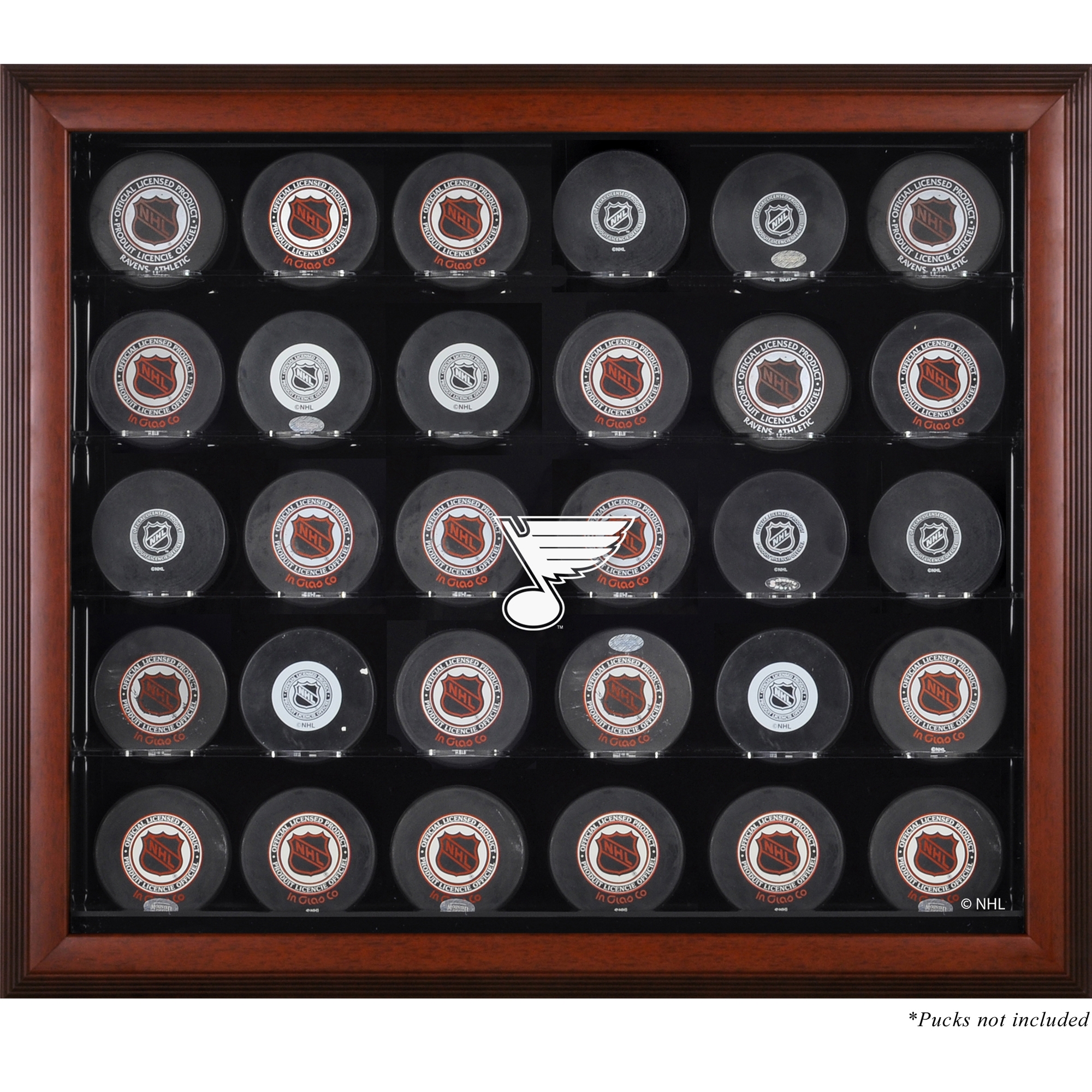 St. Louis Blues 30-Puck Mahogany Display Case