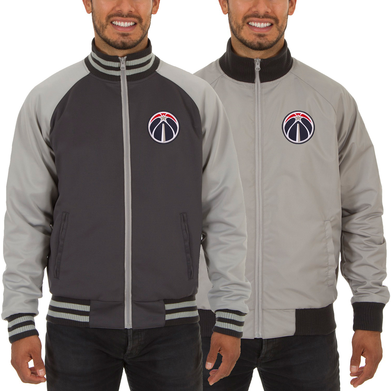Men's JH Design Gray Washington Wizards Reversible Track Jacket