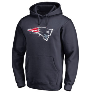 Men's Navy New England Patriots Splatter Logo Pullover Hoodie