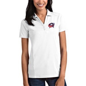 Women's Antigua White Columbus Blue Jackets Tribute Polo