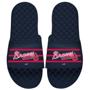 Atlanta Braves ISlide Youth MLB Stripe Slide Sandals - Navy