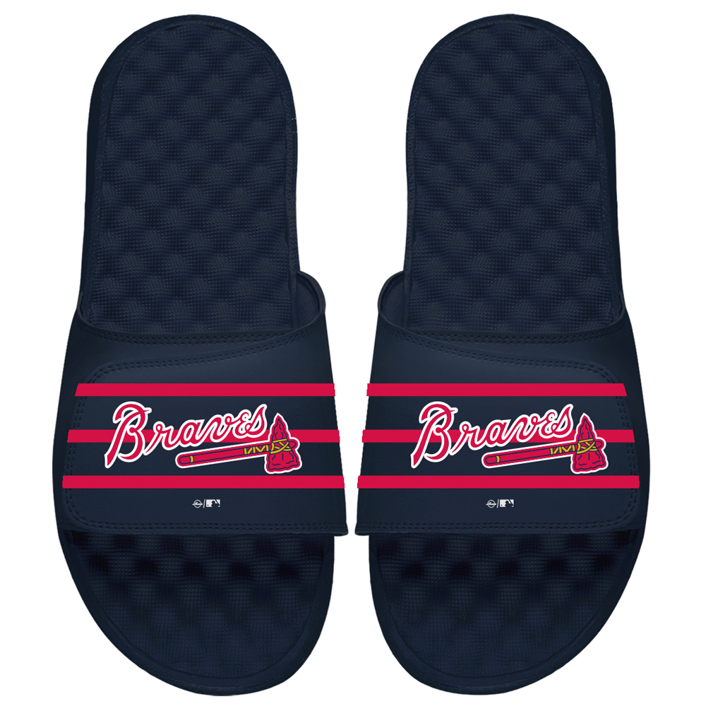 Atlanta Braves ISlide Youth MLB Stripe Slide Sandals - Navy