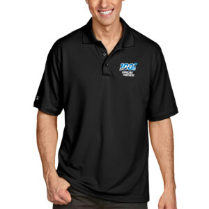 Men's Antigua Black Carolina Panthers NFL 100 Pique Xtra-Lite Polo