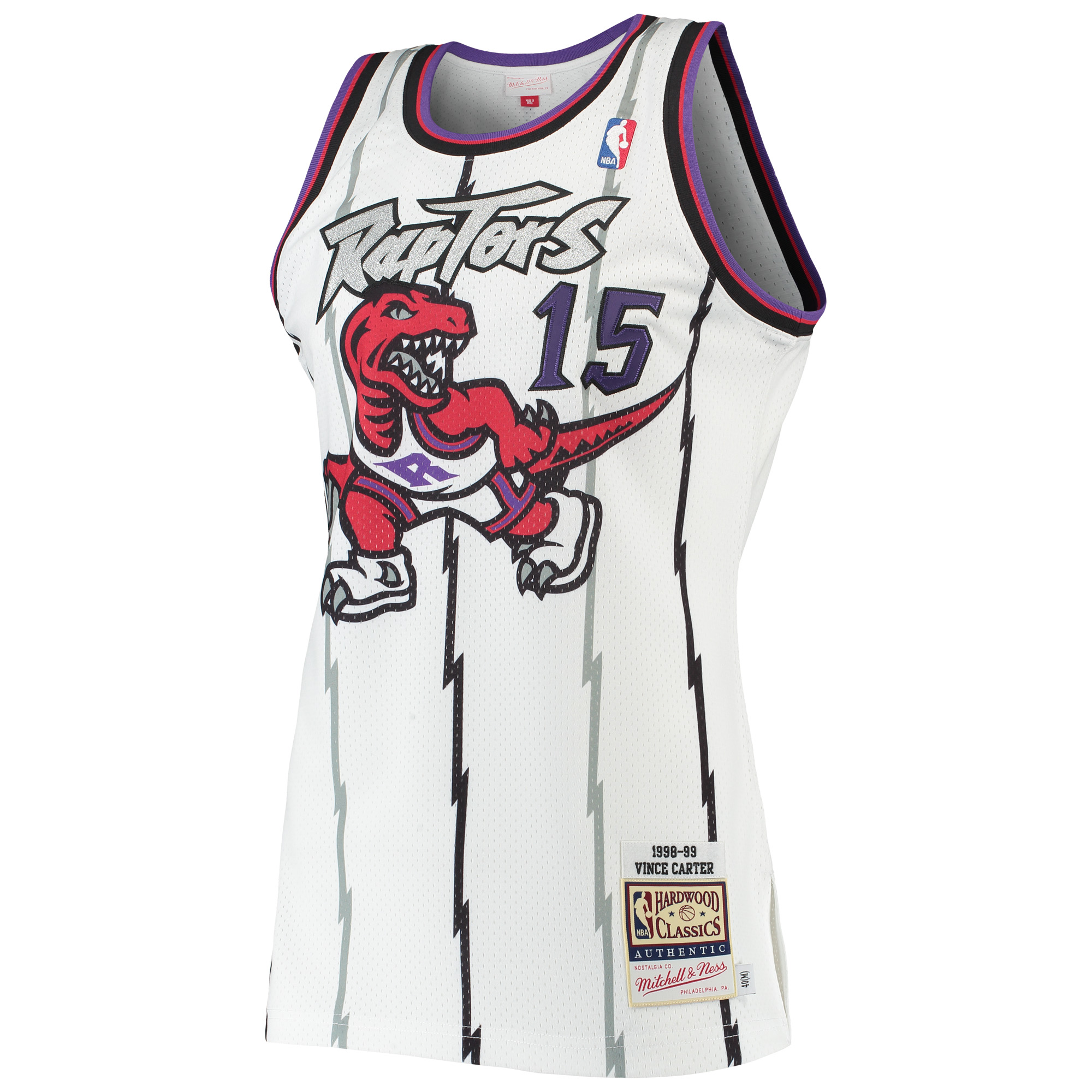 Men's Mitchell & Ness Vince Carter White Toronto Raptors 1998/99 Hardwood Classics Authentic Jersey - Image 6