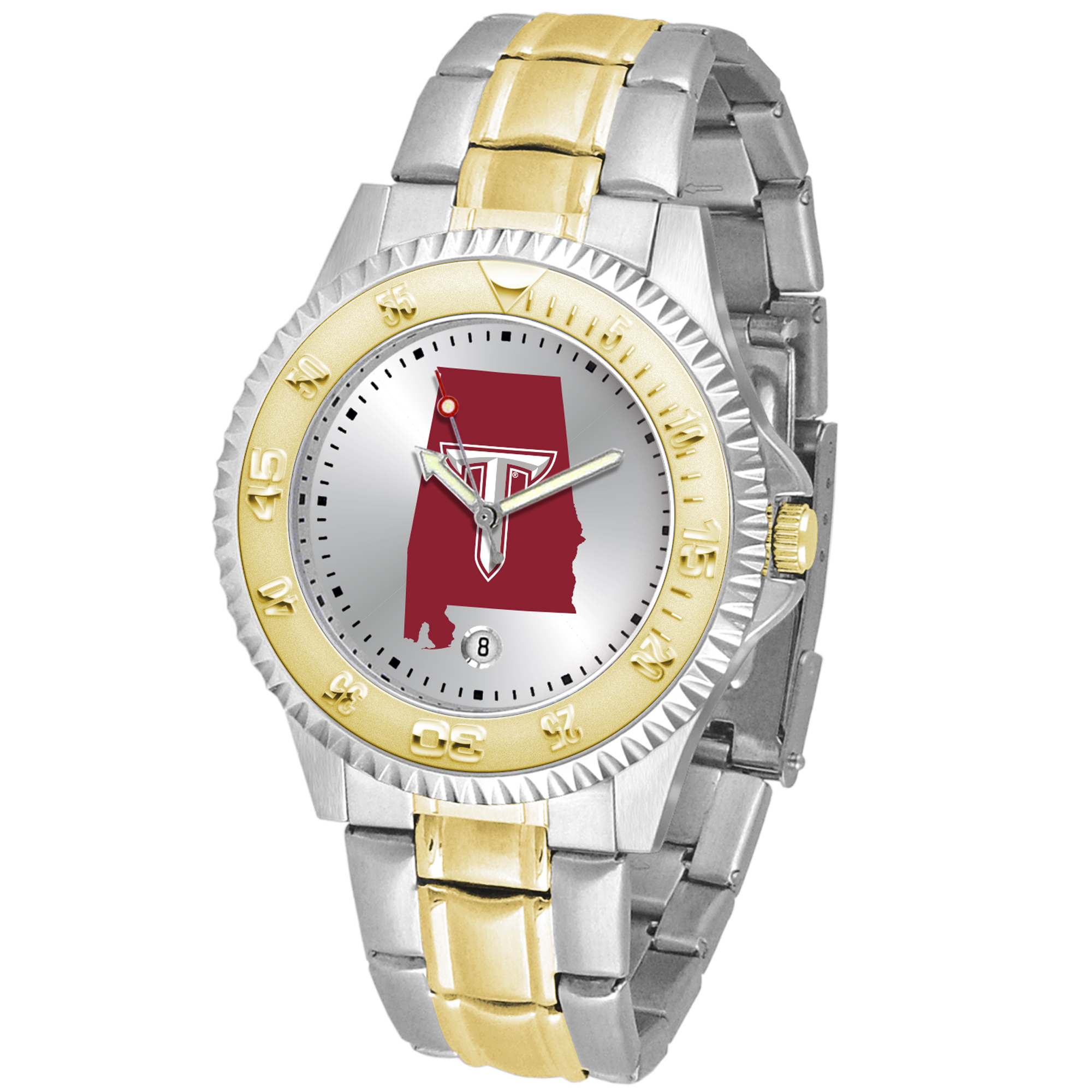 Silver Troy University Trojans Competitor Two-Tone Watch