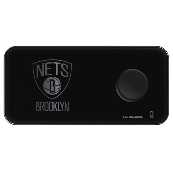 Black Brooklyn Nets 3-in-1 Glass Wireless Charge Pad