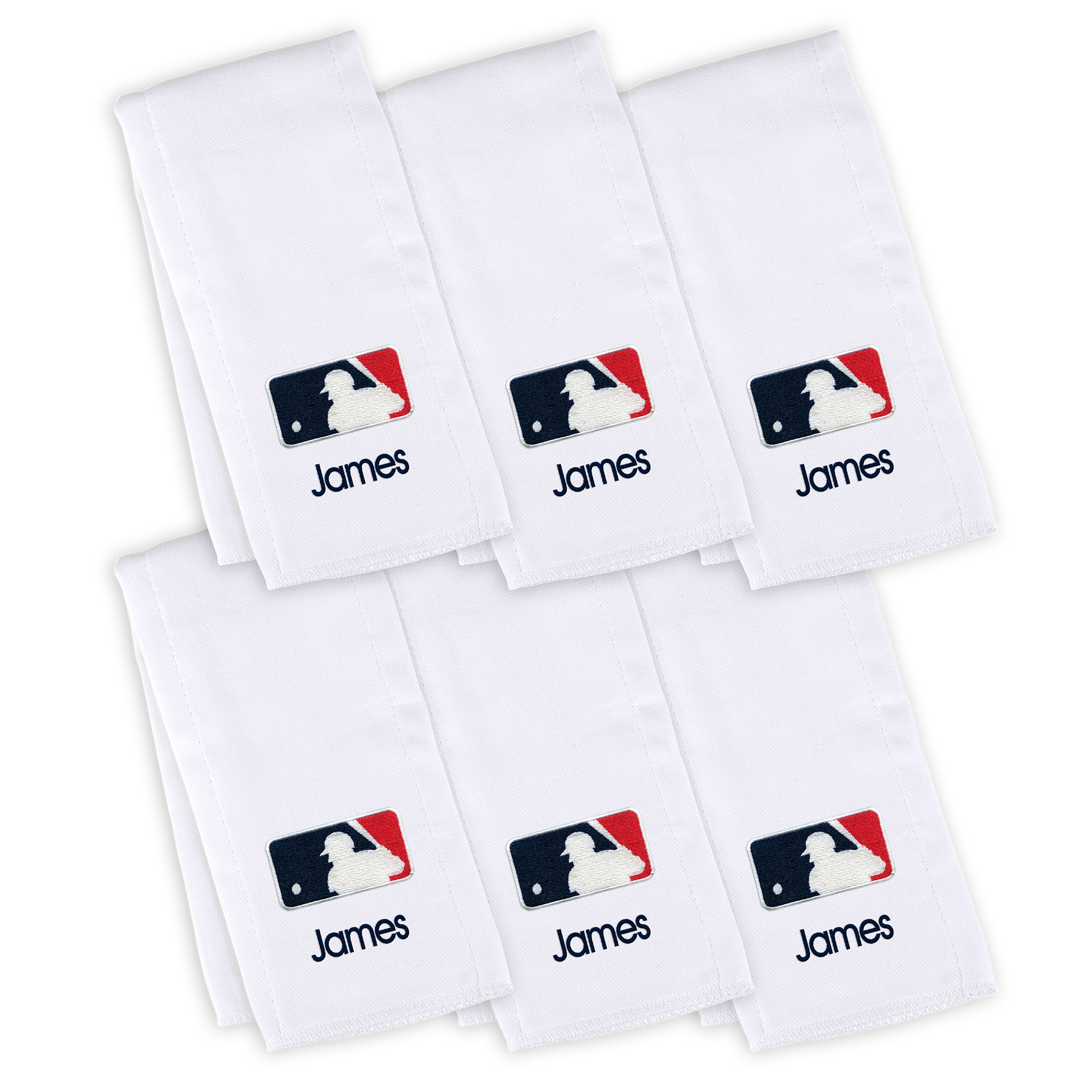 Infant White MLB Personalized Burp Cloth 6-Pack