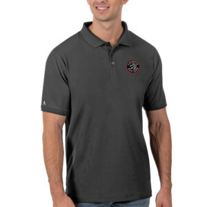 Men's Antigua Gray Toronto Raptors Legacy Pique Polo