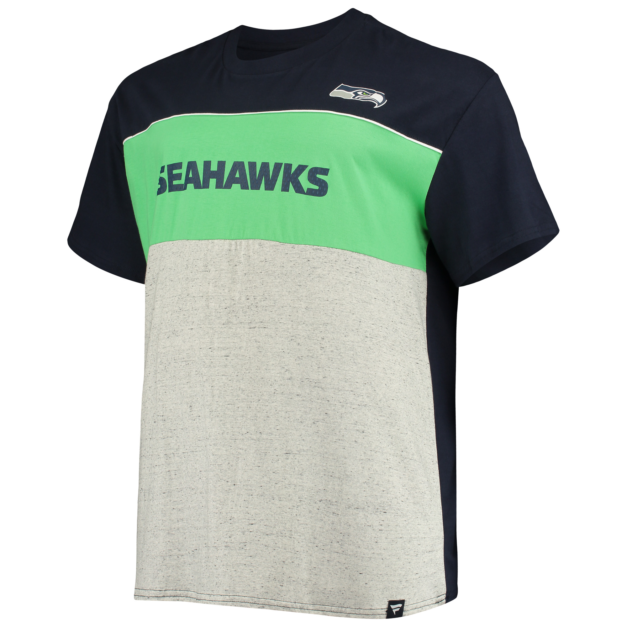 Men's Fanatics College Navy/Heathered Gray Seattle Seahawks Big & Tall Color Block T-Shirt - Image 9