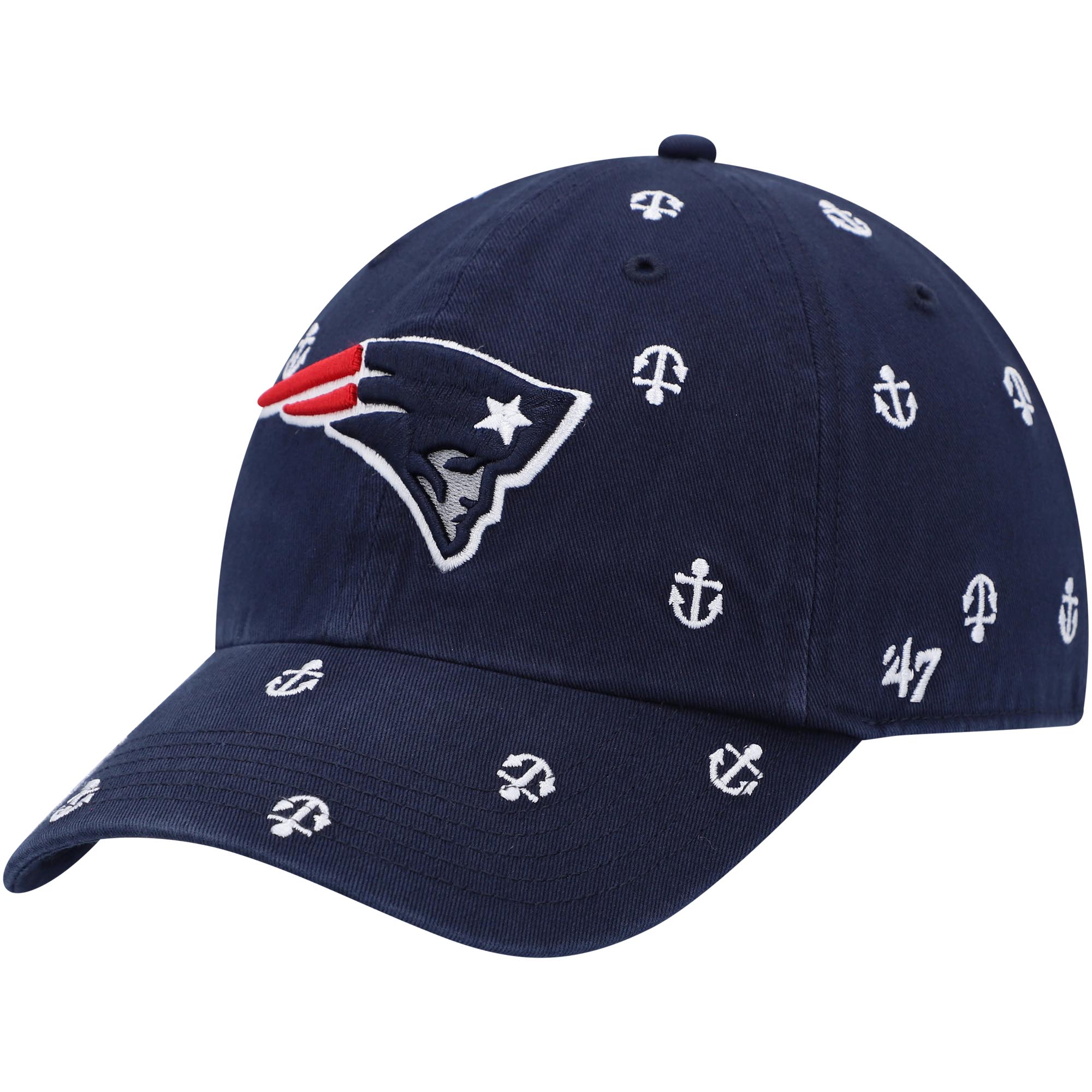Women's '47 Navy New England Patriots Team Confetti Clean Up Adjustable Hat - Image 2