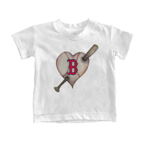 Youth Tiny Turnip White Boston Red Sox Heart Bat T-Shirt