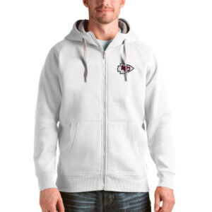 Men's Antigua White Kansas City Chiefs Victory Full-Zip Hoodie