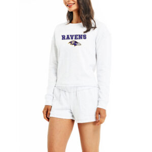 Women's Concepts Sport Cream Baltimore Ravens Crossfield Long Sleeve Top & Shorts Set