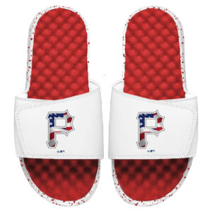 Youth ISlide White/Red Pittsburgh Pirates Americana Slide Sandals