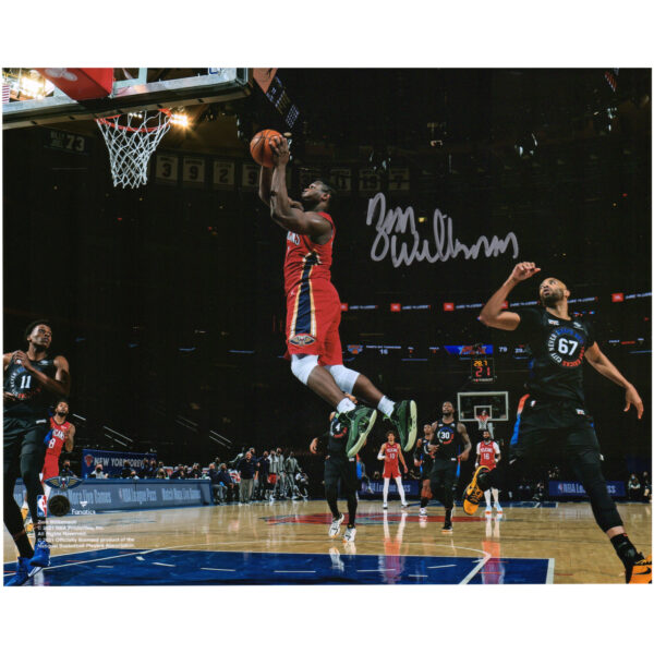 Zion Williamson New Orleans Pelicans Autographed 8" x 10" Going Up vs. New York Knicks Photograph