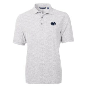 Men's Cutter & Buck Gray Penn State Nittany Lions Virtue Eco Pique Botanical Print Polo
