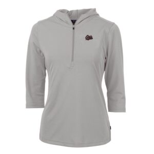 Women's Cutter & Buck Silver Montana Grizzlies Virtue Eco Pique Half-Zip 3/4 Sleeve Pullover Hoodie