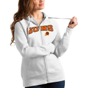 Women's Antigua White Phoenix Suns Team Victory Full-Zip Hoodie