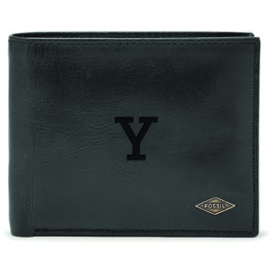 Men's Fossil Black Yale Bulldogs Leather Ryan RFID Passcase Wallet