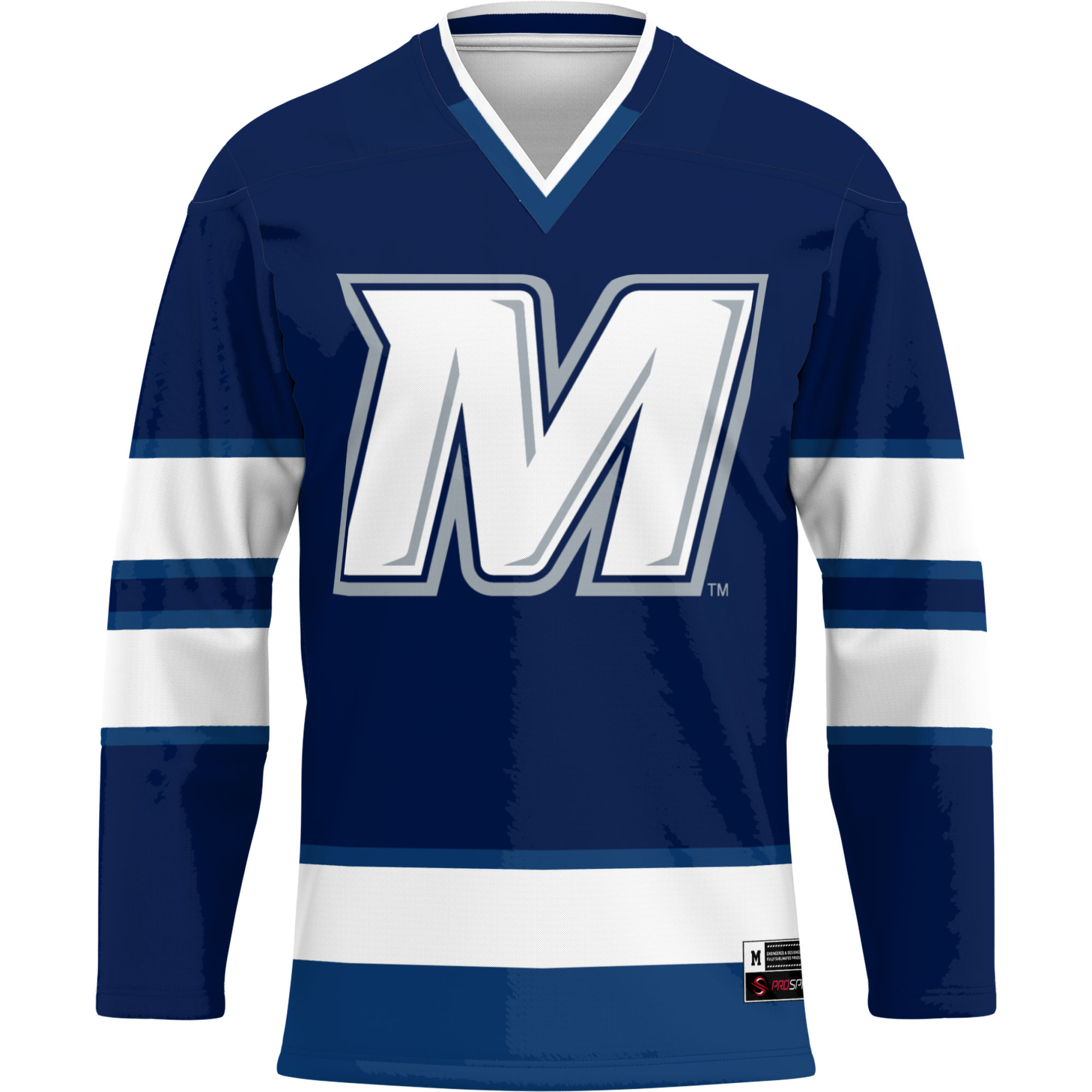 Men's GameDay Greats Navy Monmouth Hawks Hockey Jersey - Image 3