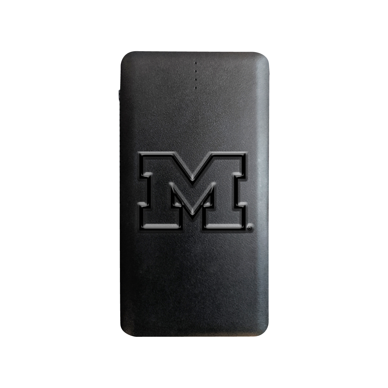 Black Michigan Wolverines Debossed Faux Leather Power Bank - Image 7