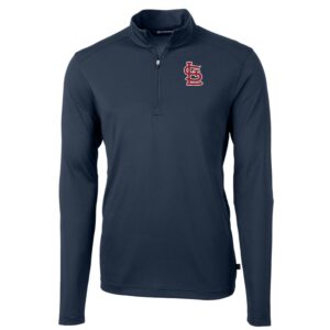Men's Cutter & Buck Navy St. Louis Cardinals Big & Tall Virtue Eco Pique Quarter-Zip Pullover Jacket