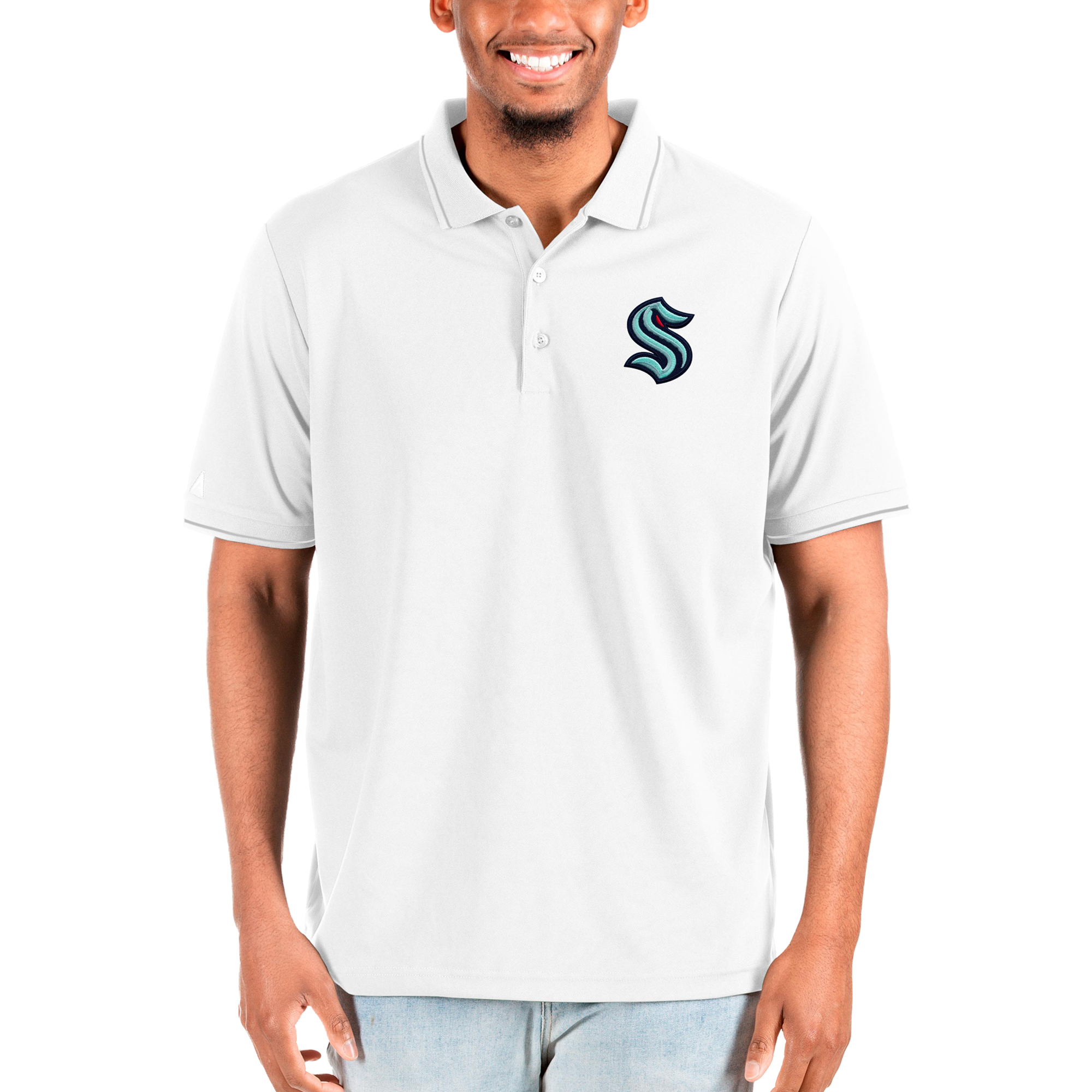 Men's Antigua White Seattle Kraken Big & Tall Affluent Polo